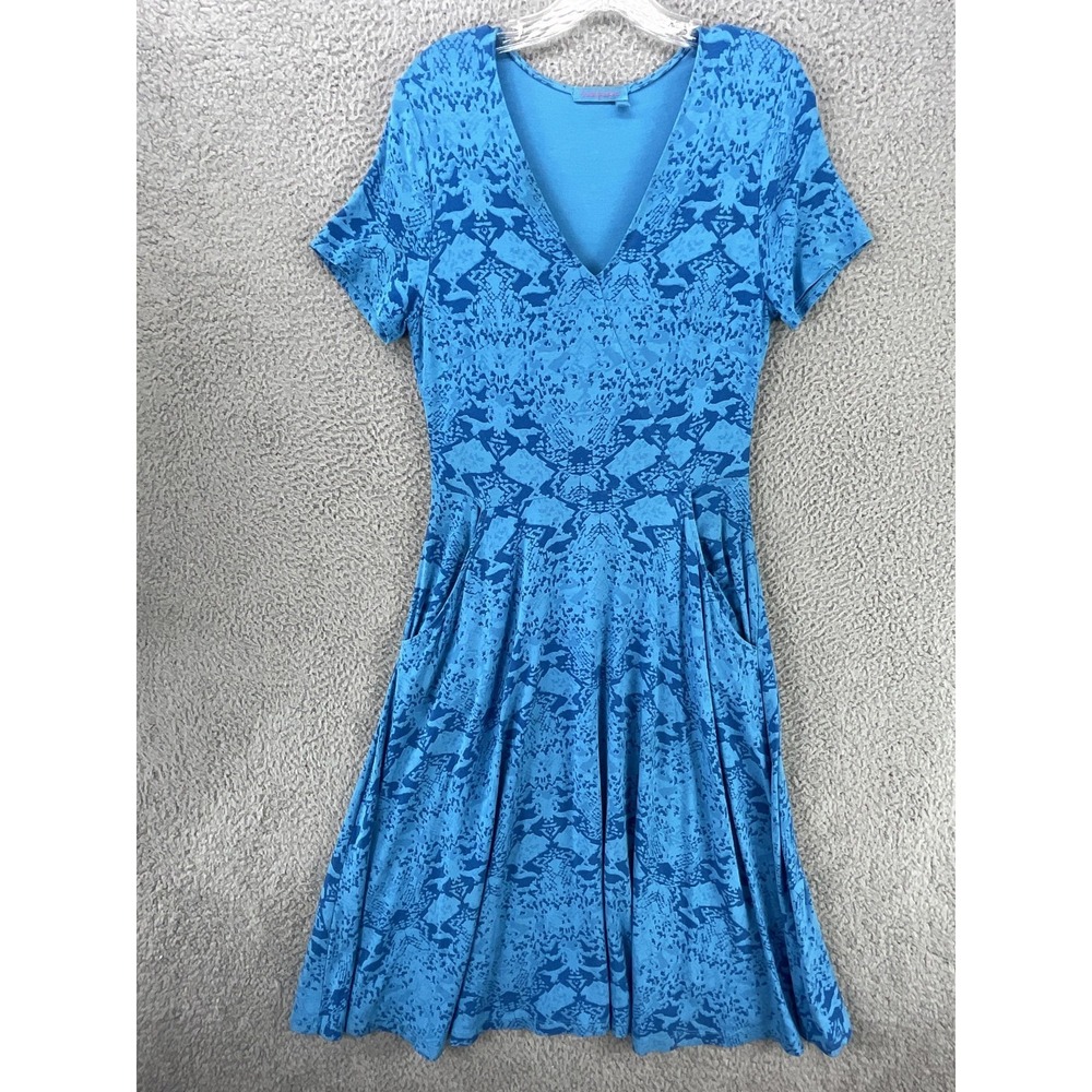 Fresh Produce Dress Womens S Blue Fit & Flare V Neck Pockets Rayon‎ Summer USA
